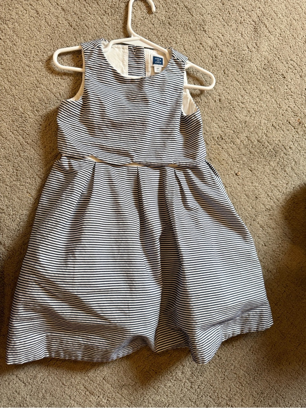 Janie and Jack Navy & White Striped Dress
